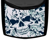 Sugar Skull Tattoo Grunge Hood Truck Wrap Vinyl Car Graphic Decal GreyTeal Blue 58 quot x 65 quot USA Made Cast Laminated Option