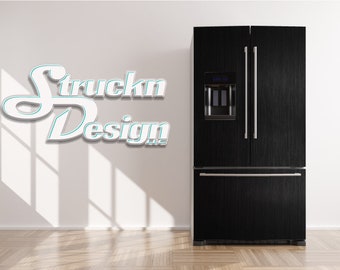 Brown Leather Texture Black Farmhouse Luxury Refrigerator Fridge