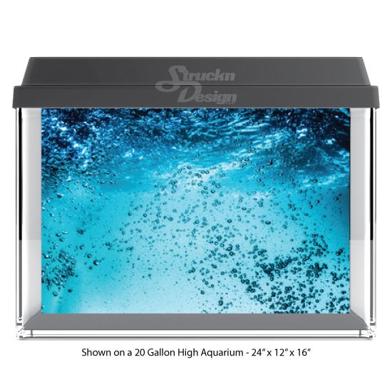 Clear Water Bubbles Abstract Blue Teal Waves Water 10mil Polyester Aquarium Tank Glass Backdrop Background Waterproof Grey Opaque Backer