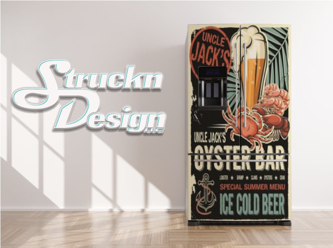 Vintage Beer and Sea Food Ad Retro Design Refrigerator Fridge Freezer ...