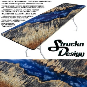 River Ocean Blue Epoxy Resin Looking Vinyl Laminierter Aufkleber Haut Wickeltisch Tisch - DIY Auffrischen alte Tische - verschiedene Größen verfügbar