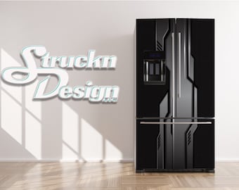 Brown Leather Texture Black Farmhouse Luxury Refrigerator Fridge