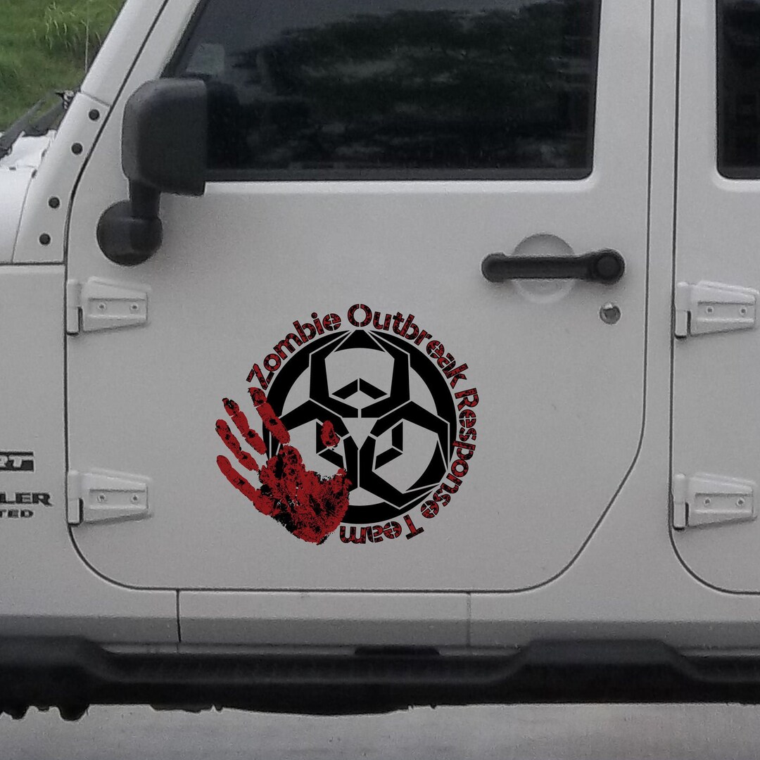 2x Zombie Outbreak Response Team Hand Bed SUV Hood Door Graphic Vinyl ...