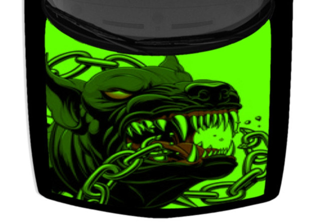 Angry Dog Broken Chain Dark Vivid Green Truck Car Hood Wrap Etsy