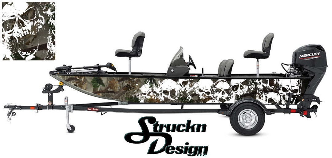 Camouflage Sea Blue Graphic Boat Vinyl Wrap Decal Fishing Pontoon