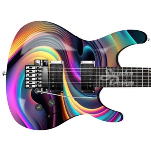 Marble Colorful Rainbow Holographic Bass Metal Vinyl Guitar Wrap Skin Decal Laminate Air Release Bubble Free Graphic Peel & Stick Multi Size