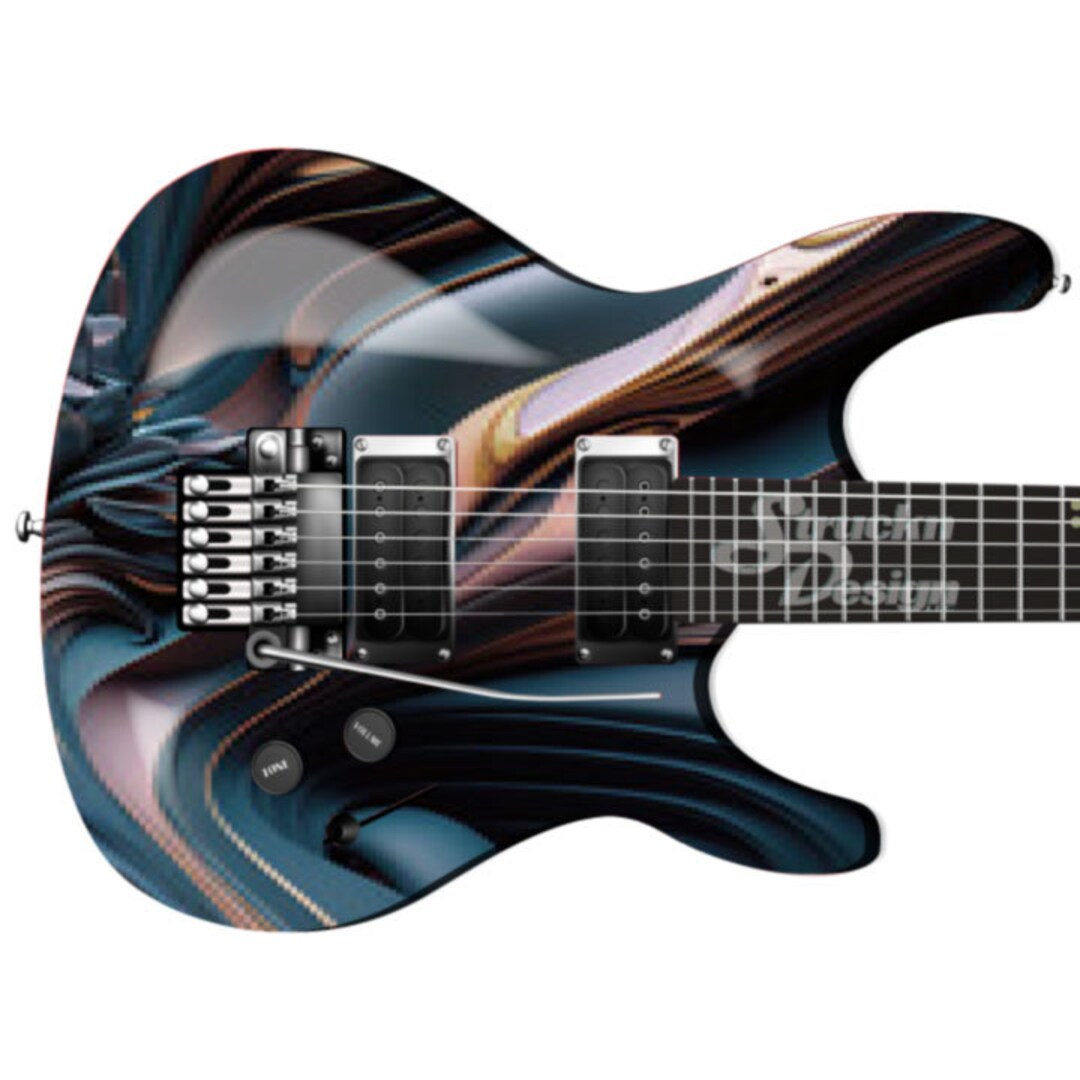 Dark Vibrant Colorful Waves Guitar Bass Metal Vinyl Wrap Skin Decal ...