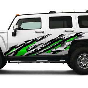 Gray Black Lime Green Colorful Splash Splatter Mud Grunge Distressed Side Doors Graphic Vinyl Decal Truck Car Van SUV Pickup Wrap Sticker