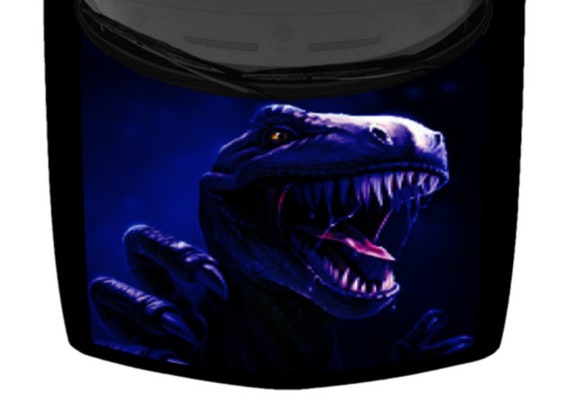Snarling Raptor Dark Blue Velociraptor Teeth Abstract Car | Etsy