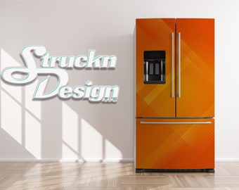 Brown Teal Retro Striped Pinstripe 70s Refrigerator Fridge Freezer
