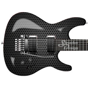 Pattern White Hexagon Grid Black Bass Metal Vinyl Guitar Wrap Skin Decal Laminate Peel & Stick Bubble Free Air Release Graphic Multi Size