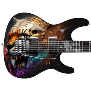 Rustic Jaguar Orange Black Guitar Bass Metal Vinyl Wrap Skin Decal Laminated Air Release Bubble Free Graphic Peel & Stick Multiple Sizes
