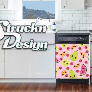 Pink Green Watermelon Lime Pear Dishwasher Wrap Dishes Front Door Vinyl Mural Skin Decal Removable