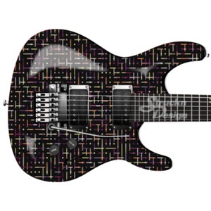 Colorful Black Dots Lines Technology Techno Guitar Bass Metal Vinyl Wrap Skin Decal Laminate Air Release Bubble Free Graphic Peel & Stick
