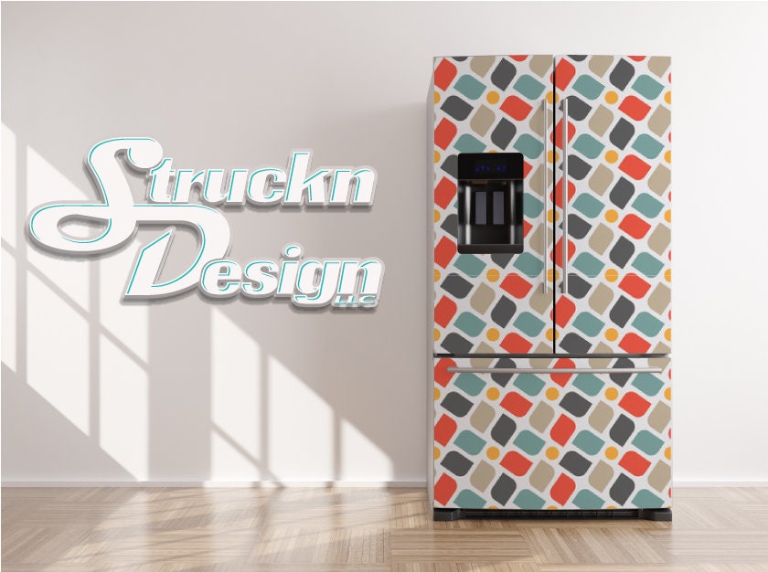 Abstracts Pattern Retro Colorful Design Refrigerator Fridge Freezer ...