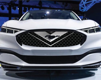 For Ford Mach-E Mustang Vehicle Wrap Cast Material Light Scratch UV Protected Laminated Graphic Hexagon Faux Grille Metallic Metal Grid Mesh