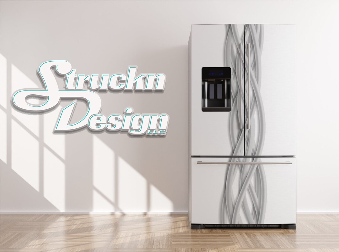 White Silver Overlapping Wires Waved Line Refrigerator Fridge Freezer