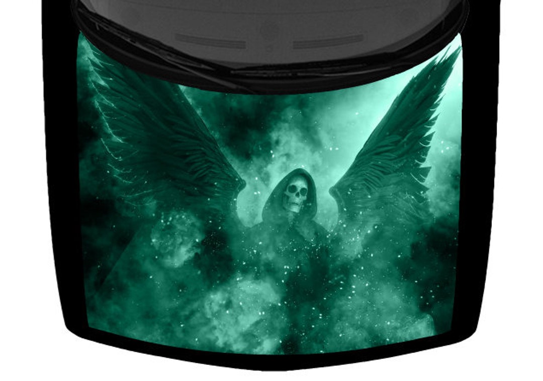Teal Winged Grim Reaper Smokey Cloudy Truck Kapuze Wrap Vinyl Auto US teal-winged-grim-reaper-smokey-cloudy-truck-kapuze-wrap-vinyl-auto-us