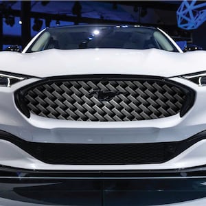 For Ford Mach-E Mustang Vehicle Wrap Cast Material Light Scratch Protected Laminated Graphic Faux Grille Rectangle Metallic Metal Grid Mesh