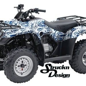 White Blue Swirl Floral Abstract 4ft x 10ft Decal Vinyl Graphic Pattern Wrap Kit ATV UTV Golf Cart Motorcycle Scooter Bike Cast Laminate