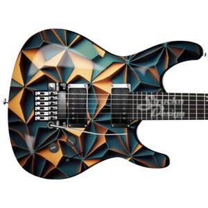 Orange Teal Marble Geometric Guitar Bass Metal Vinyl Wrap Skin Decal Laminate Air Release Bubble Free Graphic Peel & Stick Multi Size
