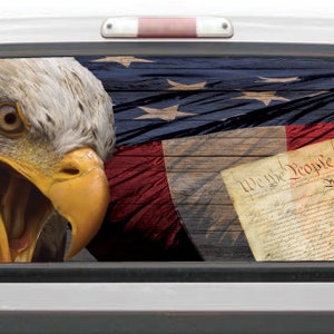 Calvo eagle American Flag Nosotros la Constitución del Pueblo para Estados Unidos impreso ventana trasera calcomanía de camión gráfico recogida Perf vinilo perforado