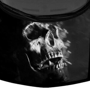 Grey Grayscale Realistic Skull Abstract Dust Black Truck Car Hood Wrap Vinyl Graphic Decal Print 58inx65in US Made Cast Laminated Option