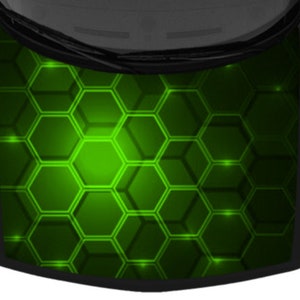 Hexagon Mosaic Shadow Green Design Black SUV Van Car Pickup Truck Hood Wrap Vinyl Graphic Decal 58&quot;x 65&quot; US Made Cast Laminated Option