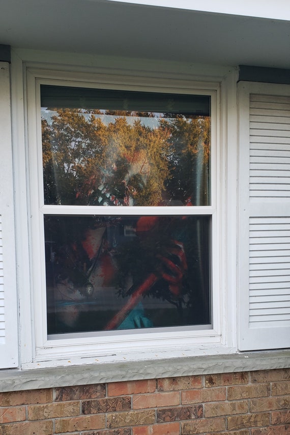 Décoration Fenêtre Halloween Effrayante - 120x80 Cm, Fille Horreur, Polyester, Pour Mur, Porte, Fête