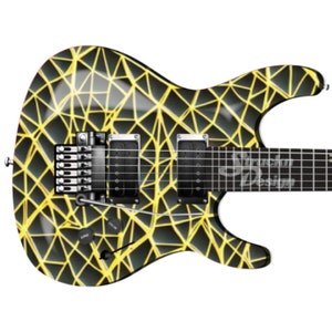 Abstract Yellow Jagged Lines Black Guitar Bass Metal Vinyl Wrap Skin Decal Laminate Air Release Bubble Free Graphic Peel & Stick Multi Size