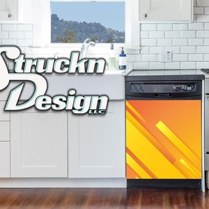Orange Yellow Gradient Rectangles Dishwasher Wrap Dishes Front Door Vinyl Mural Skin Decal Removable