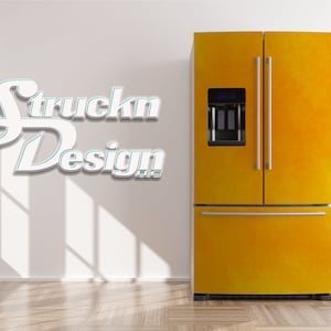 Orange Yellow Watercolor Tie Dye Texture Refrigerator Fridge Freezer Wrap Side by Side Top Bottom Door Vinyl Mural Skin Decal Removable