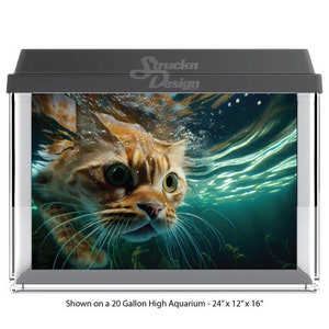 Groene planten Oranje Kat Zwemmen Water Onderwater 10mil Polyester Aquarium Glas Achtergrond Aquarium Achtergrond Waterdicht Grijs Ondoorzichtig Backer
