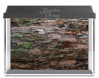 Realistic Tree Bark Mossy Forest Texture 10mil Polyester Aquarium Tank Glass Backdrop Background Waterproof Grey Opaque Backer