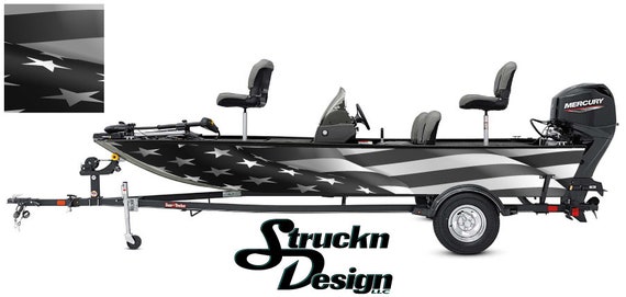 Fabric Old American Flag America Hunting Bass Fishing Fish Boat Design  Grunge Abstract Pontoon Vinyl Graphic Wrap Kit Decal Sizes DIY USA US 