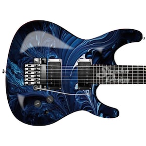 Dunkelblau Wellen Abstrakt Schwarz Navy Metall Bass Vinyl Aufkleber Gitarre Wrap Skin Laminat Luftablass Bubble Free Grafik Peel Stick Multi Size