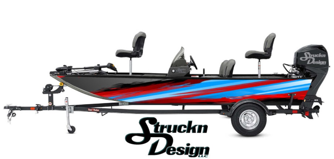 Décalcomanie Vinyle Américaine Style Tech Lignes Poisson Bar Bateau, Noir Blanc