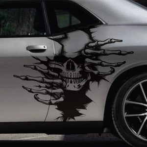 INCLUDES Both Sides - Head Skull Ripping Torn Claws Large Side Grunge Hood Door Car Bed Pickup Vehicle Truck Vinyl Graphic Decal Tailgate US