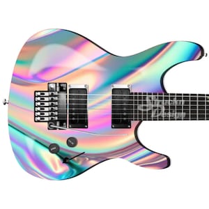 Holographic Rainbow Silver Foils Guitar Bass Metal Vinyl Wrap Skin Decal Laminate Air Release Bubble Free Graphic Peel & Stick Multi Size
