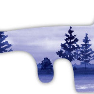 Blue Watercolor Forest Trees Vinyl Wrap For Doc Band Helmet Baby Cranial Helmet