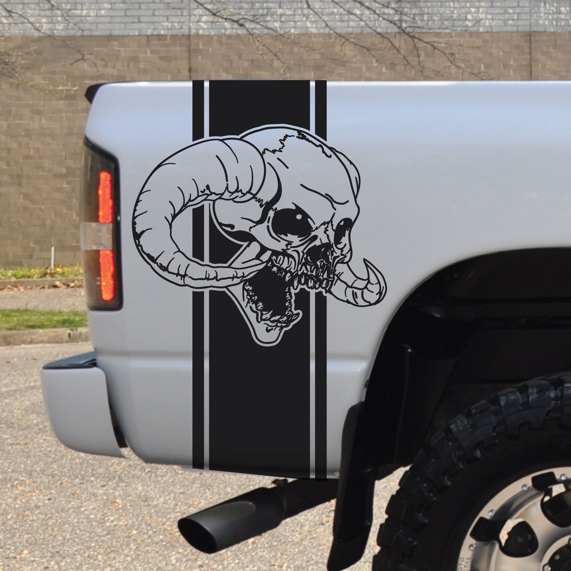 Stripe Skull Demon Devil Tattoo Grunge Design Tribal Door