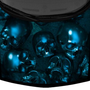 Realistic Skulls Collection Skull Vinyl Car Graphic Decal Hood Wrap Aqua Blue Colorful Print 58in x 65in US Made Cast Laminated Option