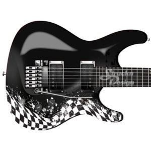 White Black Checkered Abstract Grunge Metal Bass Vinyl Decal Guitar Wrap Skin Graphic Laminate Bubble Free Air Release Peel Stick Multi Size