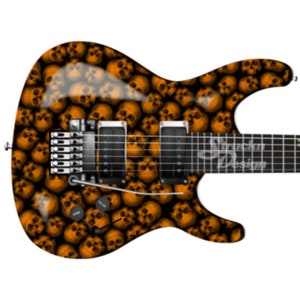Pile Of Orange Skulls Black Guitar Bass Metal Vinyl Wrap Skin Decal Laminated Air Release Bubble Free Graphic Peel & Stick Multiple Sizes