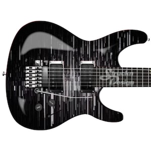 Black White Lines Gray Abstract Guitar Bass Metal Vinyl Wrap Skin Decal Laminate Air Release Bubble Free Graphic Peel & Stick Multi Size