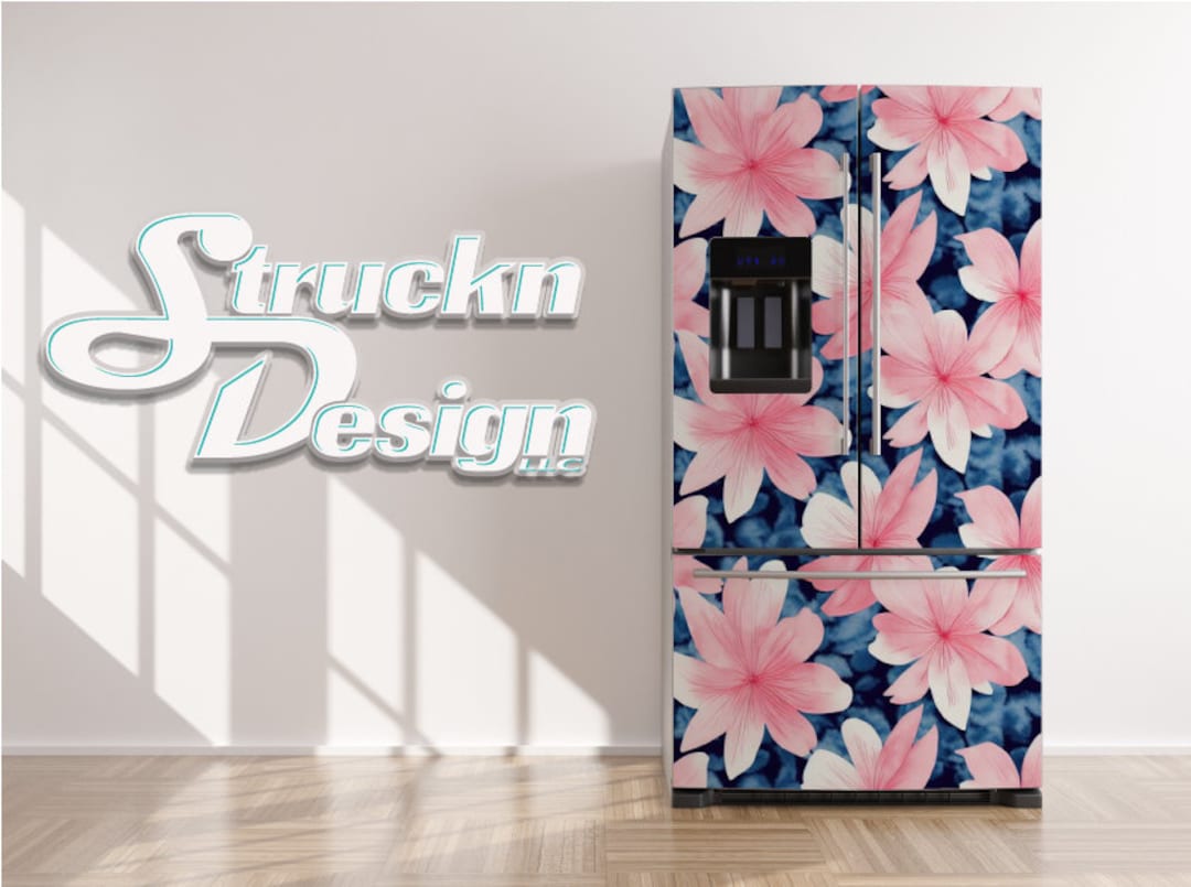Pink Floral Flowers Pattern Modern Design Refrigerator Fridge Freezer ...