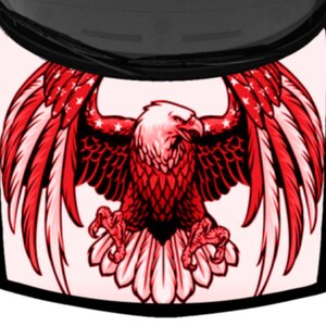 Patriotic Bald Eagle United States Flagge Hellrot Pickup Truck Kapuze Wrap Vinyl Grafik Aufkleber 58inx65in US Made Cast Laminated Option