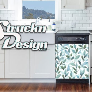 Gray Branch Plant Dishwasher Magnet Cover Reusable Decorative Ma 並行輸入品 Watercolor Teal Blue Sage Green Plant Leaf Branch Dishwasher Wrap