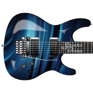 Dunkelblau Schwarz Rauch Wirbel Kurven Gitarre Bass Metal Vinyl Wrap Skin Decal Laminate Air Release Bubble Free Graphic Peel & Stick Multi Size