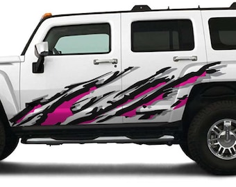 Pink Gray Black Colorful Splash Splatter Mud Grunge Distressed Side Doors Graphic Vinyl Decal Truck Car Van SUV Pickup Wrap Sticker